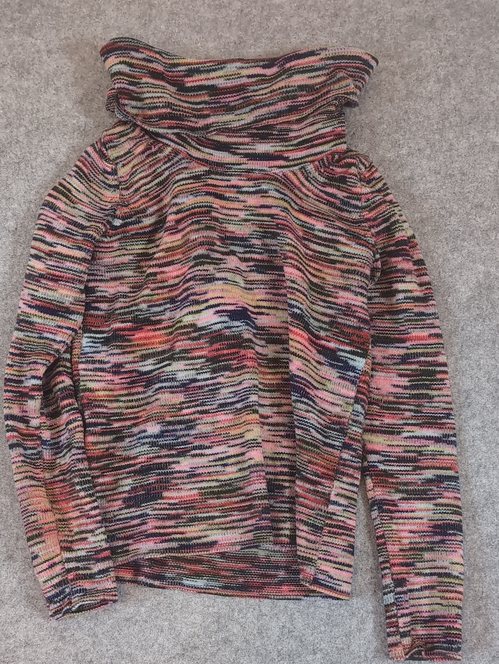 The Limited Multicolor Cowl Neck Sweater in Pink, Black, Cream M
